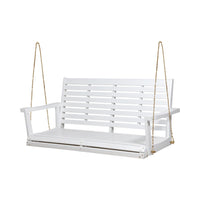 Mania Porch Swing Bench with Hanging Chain, Slatted White Acacia Wood -BM335186