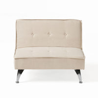 Coco Accent Ottoman Chair, Foldable Backrest, Silver Iron Legs, Ivory -BM335190