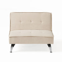 Coco Accent Ottoman Chair, Foldable Backrest, Silver Iron Legs, Ivory -BM335190