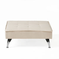 Coco Accent Ottoman Chair, Foldable Backrest, Silver Iron Legs, Ivory -BM335190