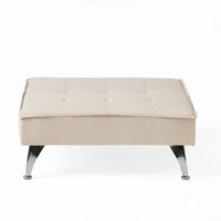 Coco Accent Ottoman Chair, Foldable Backrest, Silver Iron Legs, Ivory -BM335190