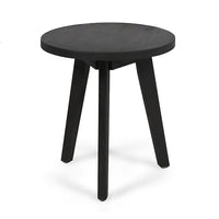 Ina Outdoor Round Side Table with Tripod Base, Dark Gray Wood 16 Inch -BM335191