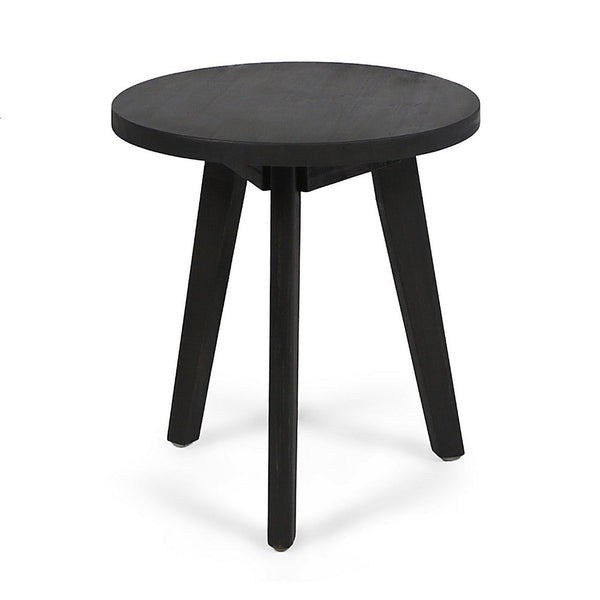 Ina Outdoor Round Side Table with Tripod Base, Dark Gray Wood 16 Inch -BM335191