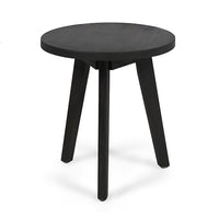Ina Outdoor Round Side Table with Tripod Base, Dark Gray Wood 16 Inch -BM335191
