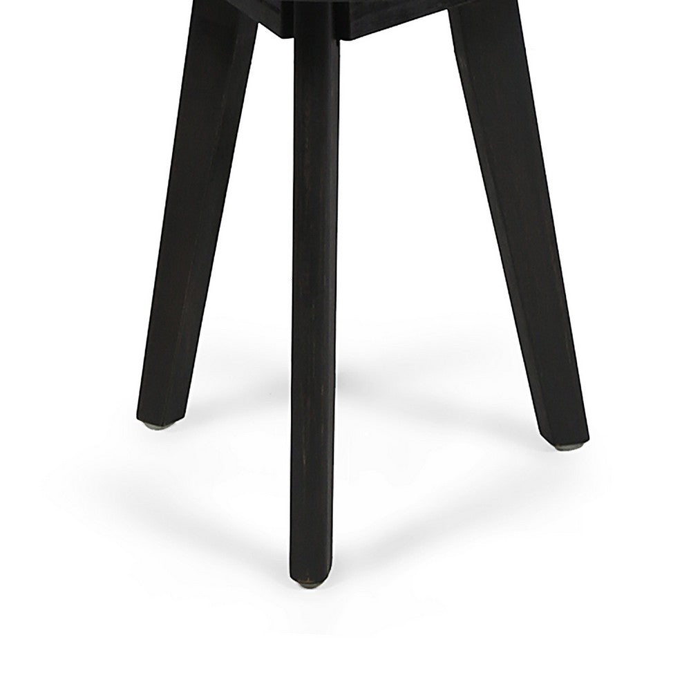 Ina Outdoor Round Side Table with Tripod Base, Dark Gray Wood 16 Inch -BM335191
