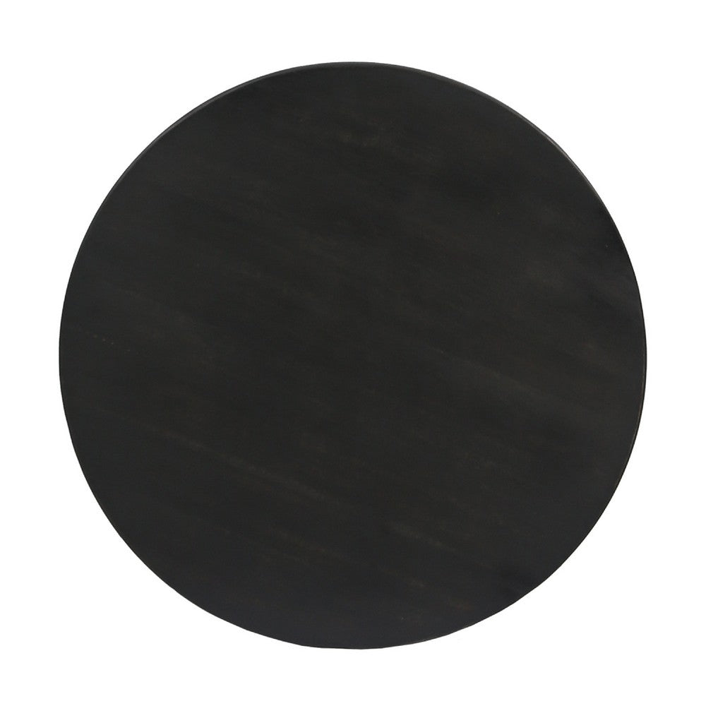 Ina Outdoor Round Side Table with Tripod Base, Dark Gray Wood 16 Inch -BM335191