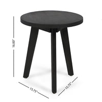 Ina Outdoor Round Side Table with Tripod Base, Dark Gray Wood 16 Inch -BM335191