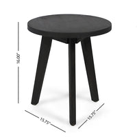 Ina Outdoor Round Side Table with Tripod Base, Dark Gray Wood 16 Inch -BM335191