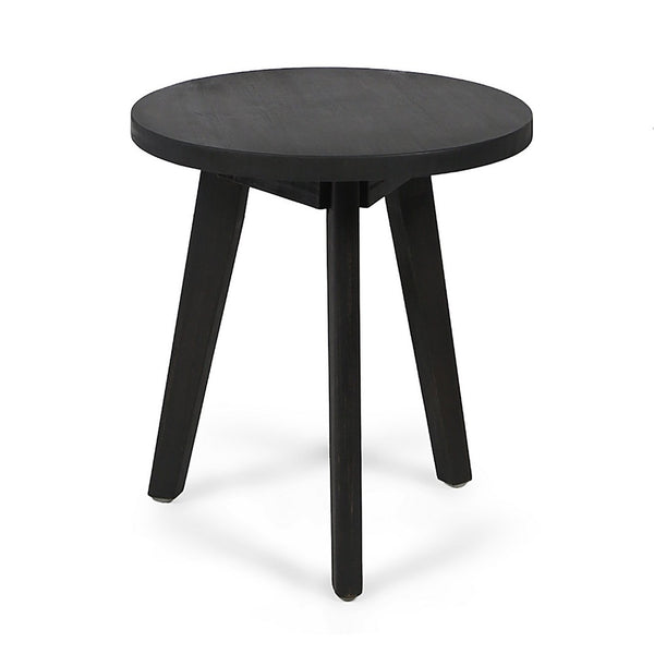 Ina Outdoor Round Side Table with Tripod Base, Dark Gray Wood 16 Inch -BM335191