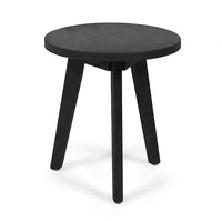 Ina Outdoor Round Side Table with Tripod Base, Dark Gray Wood 16 Inch -BM335191