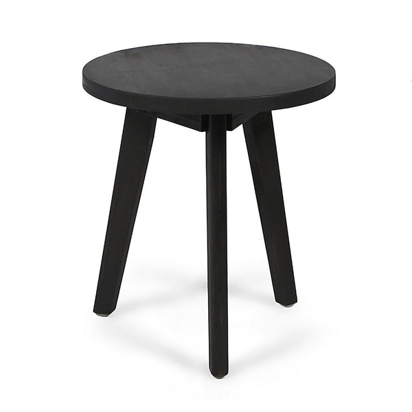 Ina Outdoor Round Side Table with Tripod Base, Dark Gray Wood 16 Inch -BM335191