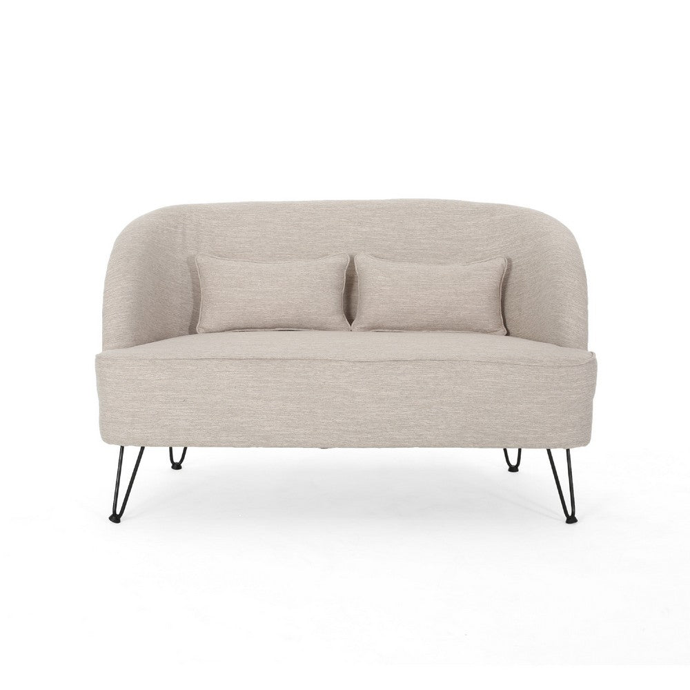 Lisa Loveseat with 2 Lumbar Pillows, Modern Beige Polyester 50 Inch -BM335192