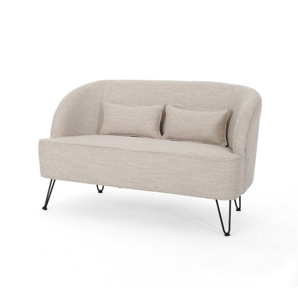 Lisa Loveseat with 2 Lumbar Pillows, Modern Beige Polyester 50 Inch -BM335192