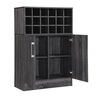 Sanaya Wine and Bar Cabinet, 18 Wine Cubbies and 2 Doors, Gray Wood -BM335193