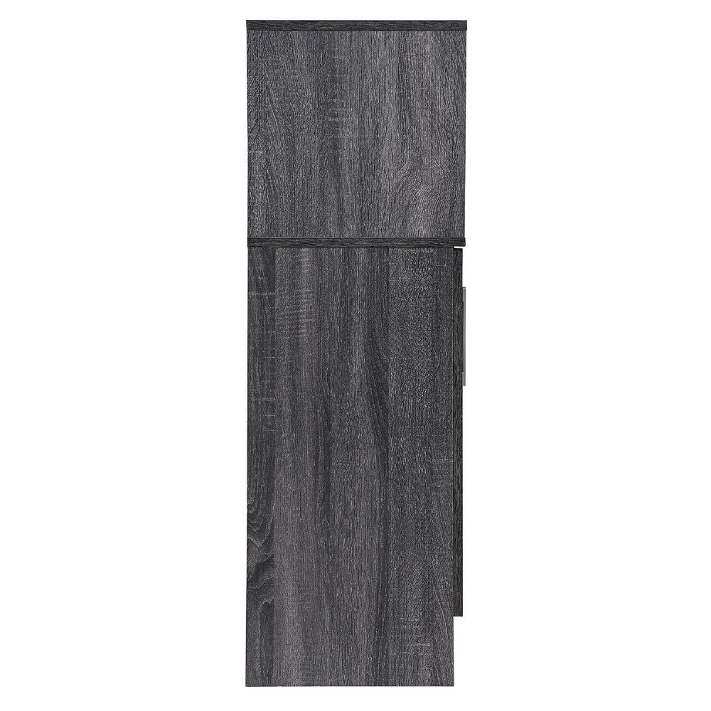 Sanaya Wine and Bar Cabinet, 18 Wine Cubbies and 2 Doors, Gray Wood -BM335193