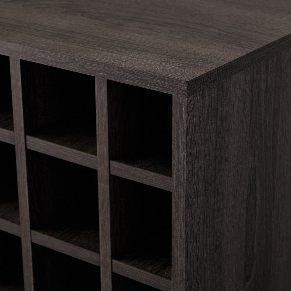 Sanaya Wine and Bar Cabinet, 18 Wine Cubbies and 2 Doors, Gray Wood -BM335193