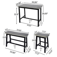 Joana Counter Height Table and Stools Set, Farmhouse Gray Black Wood -BM335195