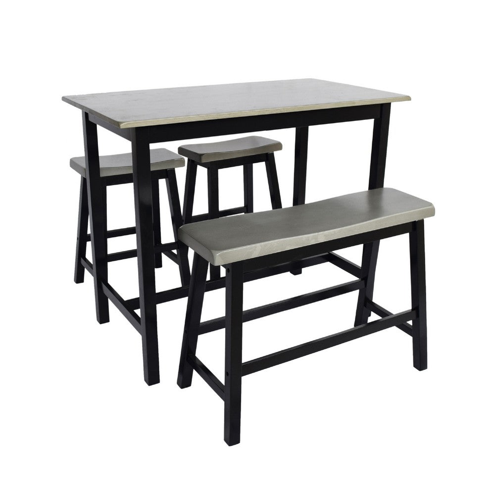 Joana Counter Height Table and Stools Set, Farmhouse Gray Black Wood -BM335195