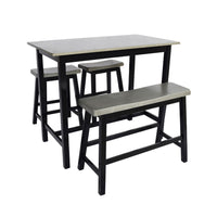 Joana Counter Height Table and Stools Set, Farmhouse Gray Black Wood -BM335195