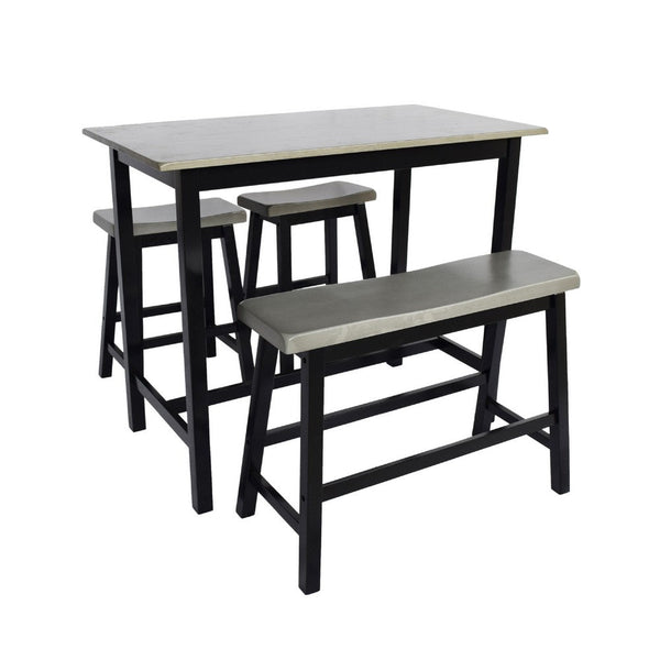 Joana Counter Height Table and Stools Set, Farmhouse Gray Black Wood -BM335195