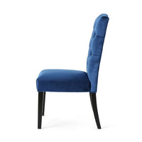 Elona Dining Chair Set of 2, Blue Button Tufted Diamond Stitch Velvet -BM335196