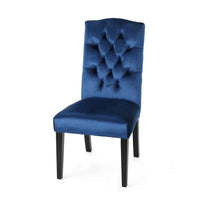 Elona Dining Chair Set of 2, Blue Button Tufted Diamond Stitch Velvet -BM335196