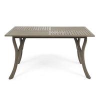 Ravie Outdoor Dining Table, 59 Inch Rectangular Slatted Top, Gray Wood -BM335198