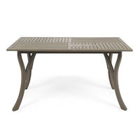 Ravie Outdoor Dining Table, 59 Inch Rectangular Slatted Top, Gray Wood -BM335198