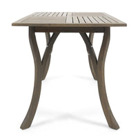 Ravie Outdoor Dining Table, 59 Inch Rectangular Slatted Top, Gray Wood -BM335198