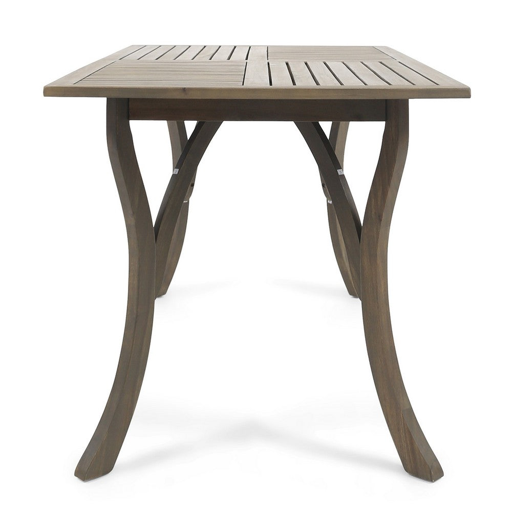 Ravie Outdoor Dining Table, 59 Inch Rectangular Slatted Top, Gray Wood -BM335198