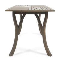 Ravie Outdoor Dining Table, 59 Inch Rectangular Slatted Top, Gray Wood -BM335198
