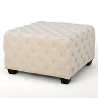 Lavie Ottoman, Tapered Legs, Ivory Diamond Stitch Velvet, 29 Inch -BM335199