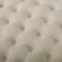 Lavie Ottoman, Tapered Legs, Ivory Diamond Stitch Velvet, 29 Inch -BM335199