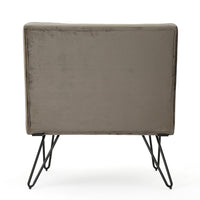 Ashley Armless Slipper Chair, Hairpin Legs, Gray Button Tufted Velvet -BM335202