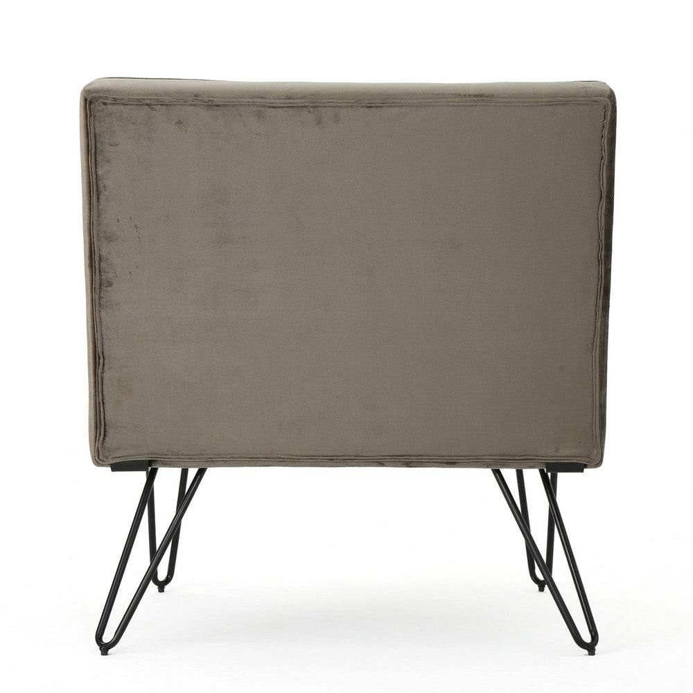 Ashley Armless Slipper Chair, Hairpin Legs, Gray Button Tufted Velvet -BM335202
