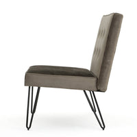Ashley Armless Slipper Chair, Hairpin Legs, Gray Button Tufted Velvet -BM335202