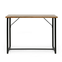 Kandy Console Table with Stainless Steel Frame, Brown Wood 42 Inch -BM335203