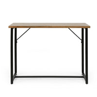 Kandy Console Table with Stainless Steel Frame, Brown Wood 42 Inch -BM335203