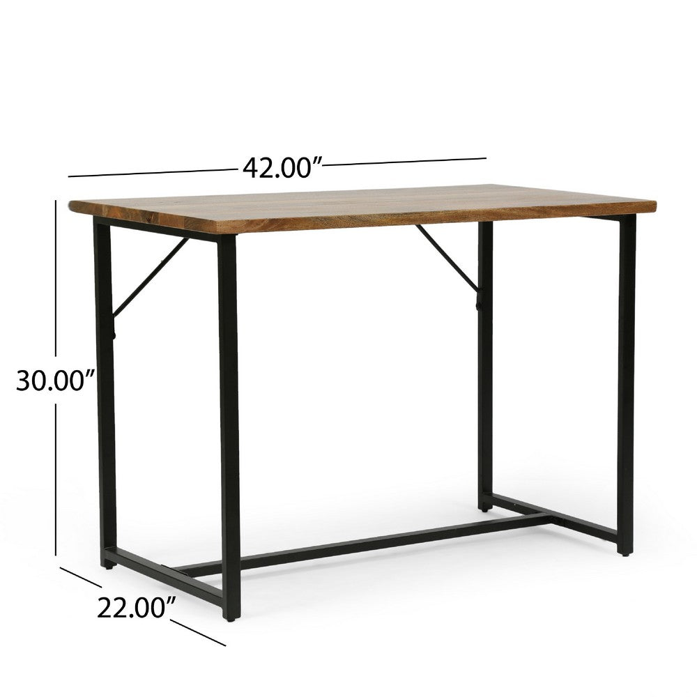 Kandy Console Table with Stainless Steel Frame, Brown Wood 42 Inch -BM335203