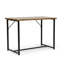 Kandy Console Table with Stainless Steel Frame, Brown Wood 42 Inch -BM335203
