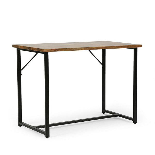Kandy Console Table with Stainless Steel Frame, Brown Wood 42 Inch -BM335203