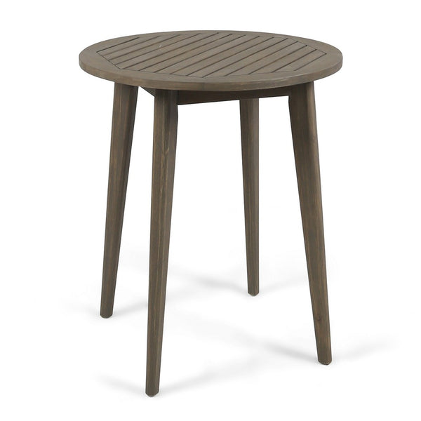 Ambre Outdoor Bistro Table, Straight Legs, Gray Acacia Wood 28 Inch -BM335205