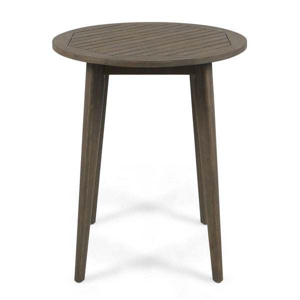 Ambre Outdoor Bistro Table, Straight Legs, Gray Acacia Wood 28 Inch -BM335205