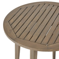 Ambre Outdoor Bistro Table, Straight Legs, Gray Acacia Wood 28 Inch -BM335205