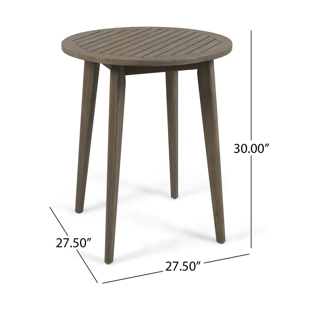 Ambre Outdoor Bistro Table, Straight Legs, Gray Acacia Wood 28 Inch -BM335205