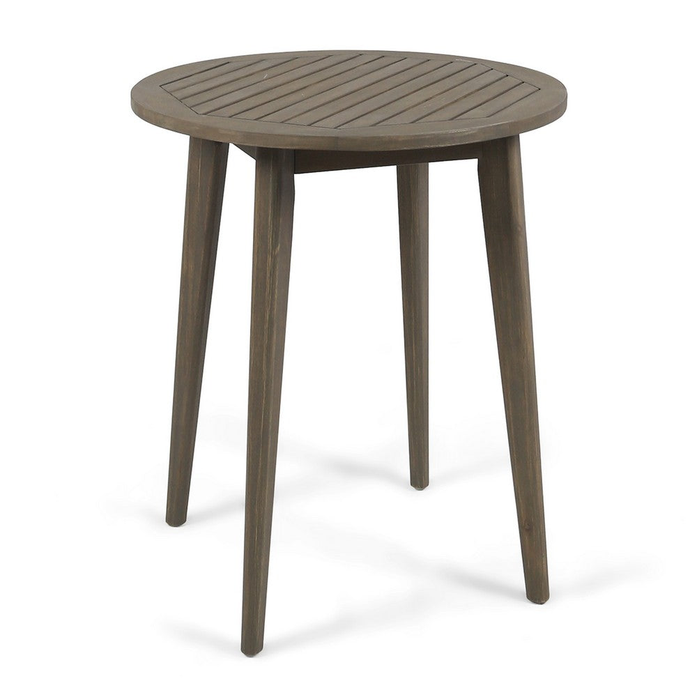 Ambre Outdoor Bistro Table, Straight Legs, Gray Acacia Wood 28 Inch -BM335205