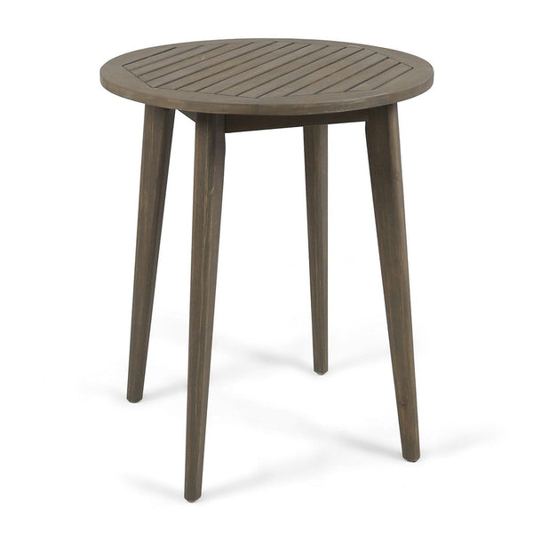 Ambre Outdoor Bistro Table, Straight Legs, Gray Acacia Wood 28 Inch -BM335205