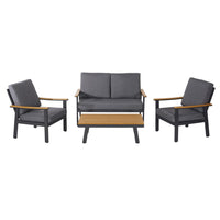 Vanie 4pc Outdoor Set with Loveseat, Chairs, and Table, Gray Olefin -BM335206