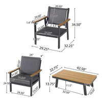 Vanie 4pc Outdoor Set with Loveseat, Chairs, and Table, Gray Olefin -BM335206