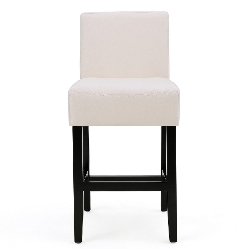 Kovey Counter Stool Chair Set of 2, Metal Kickplate, Beige Polyester -BM335210